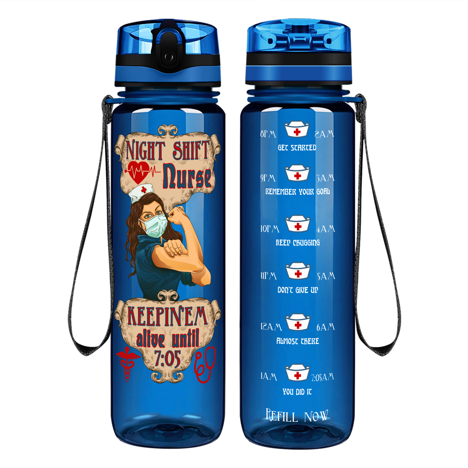 Night Shift Nurse Keepin' Em Motivational Tracking Water Bottle