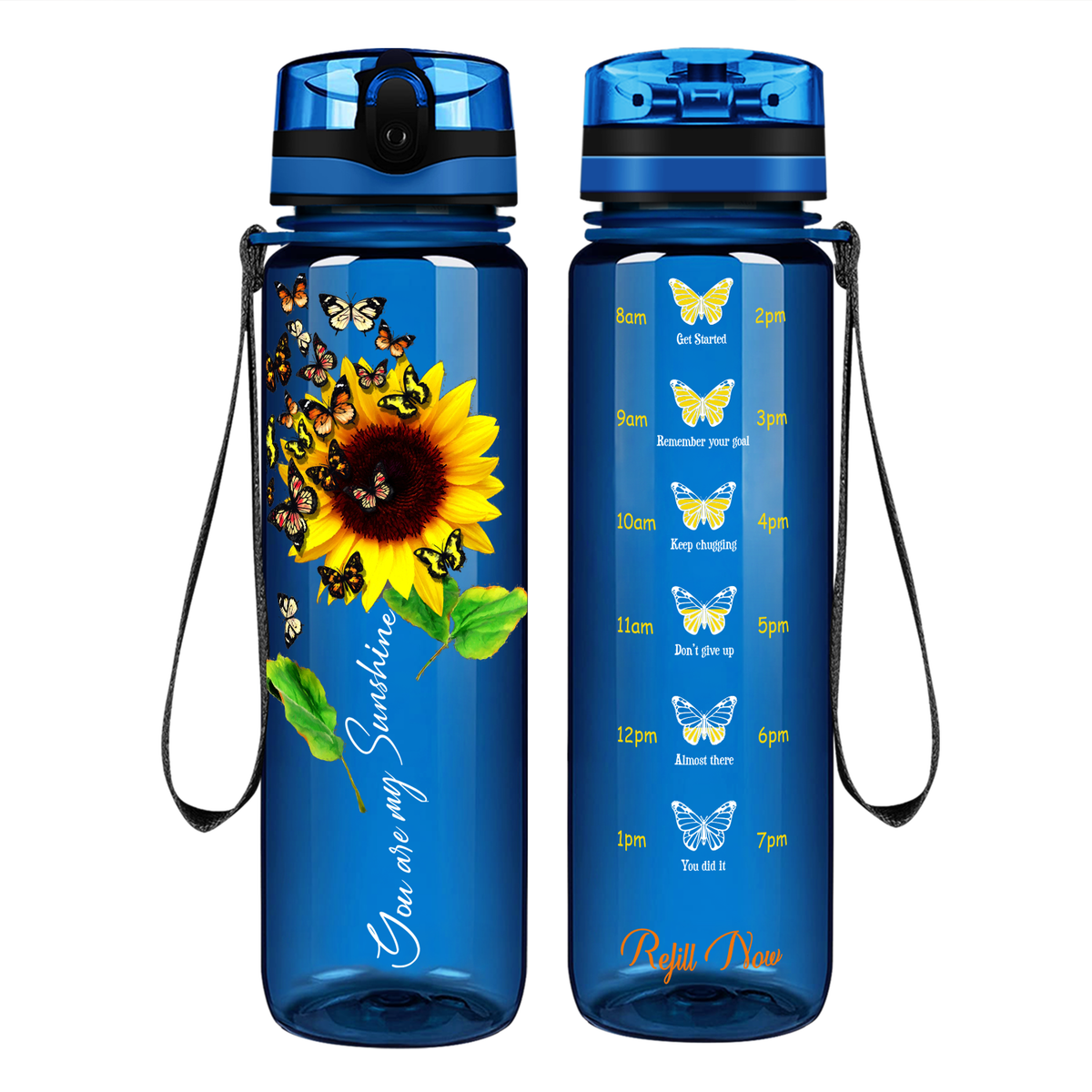 My Butterfly Sunshine Sunflower on 32 oz Motivational Tracking Water Bottle