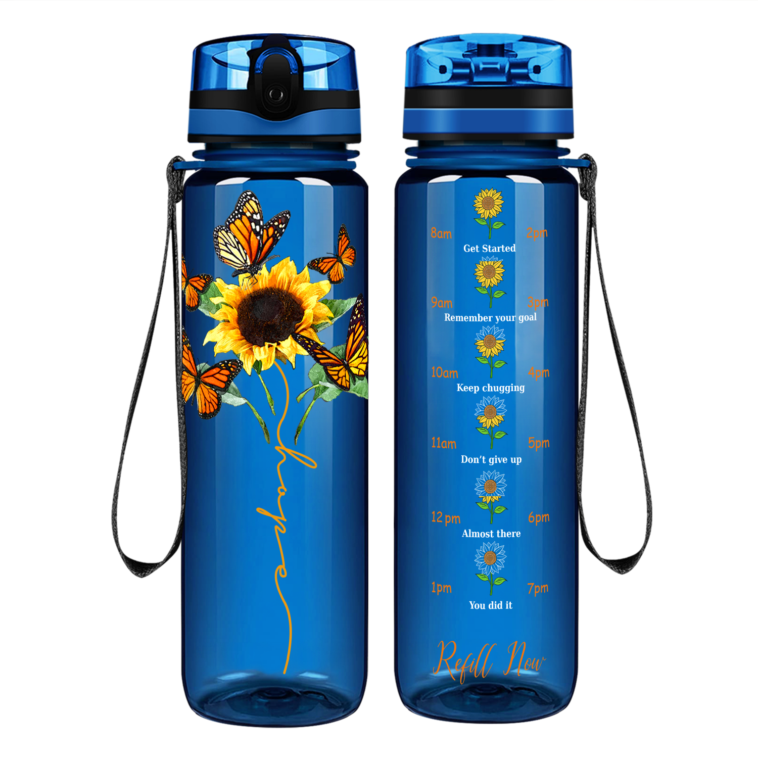 Butterfly Hope on 32 oz Motivational Tracking Water Bottle