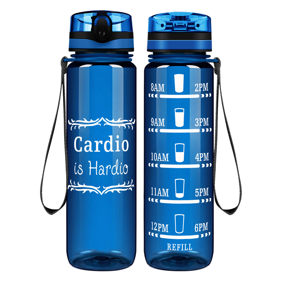 Cardio is Hardio on 32 oz Motivational Tracking Water Bottle