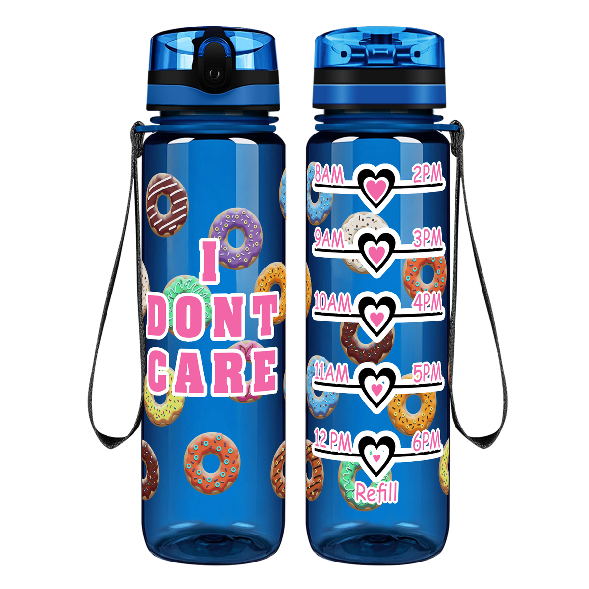I Donut Care on 32 oz Motivational Tracking Water Bottle