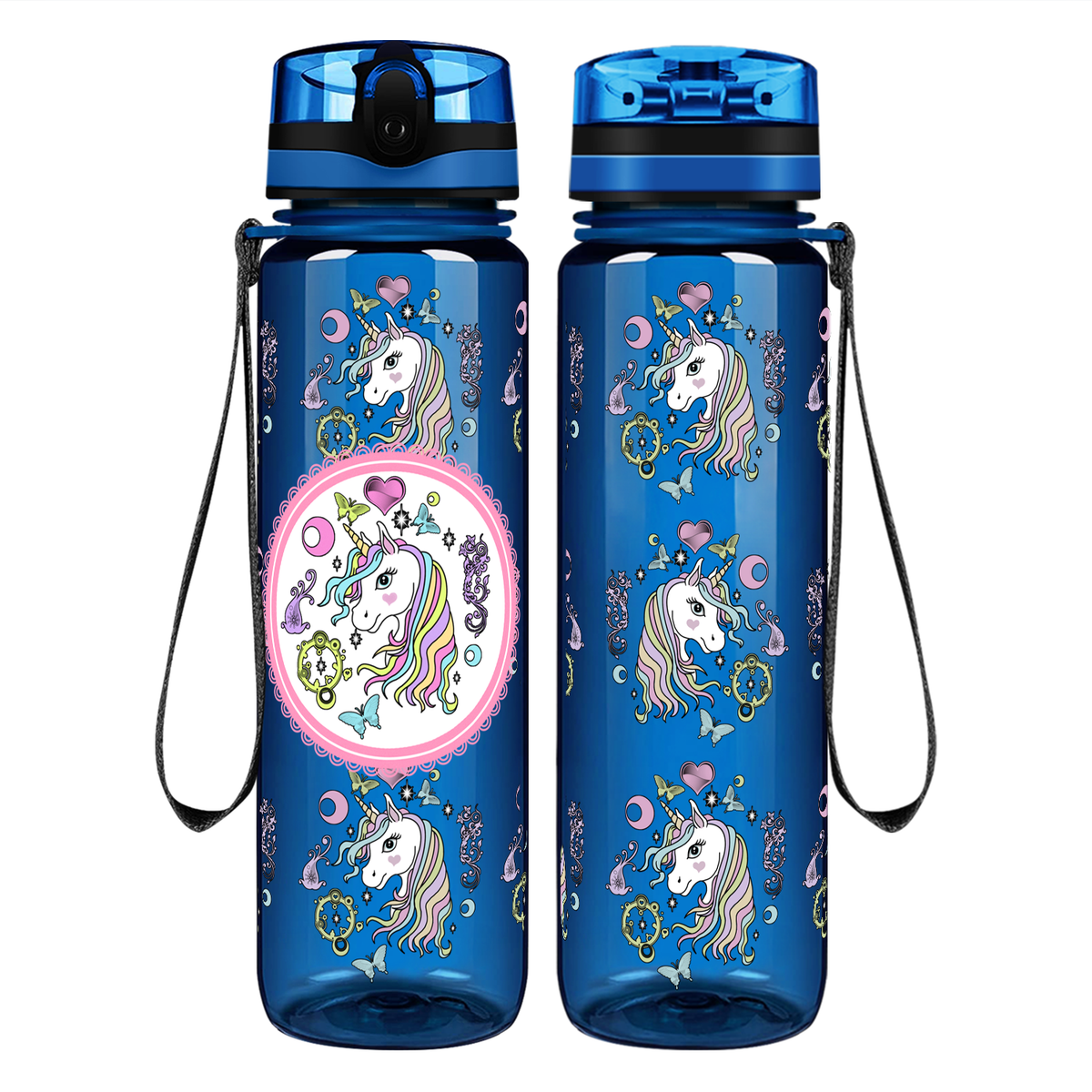 Pretty Unicorn on 32 oz Motivational Tracking Water Bottle