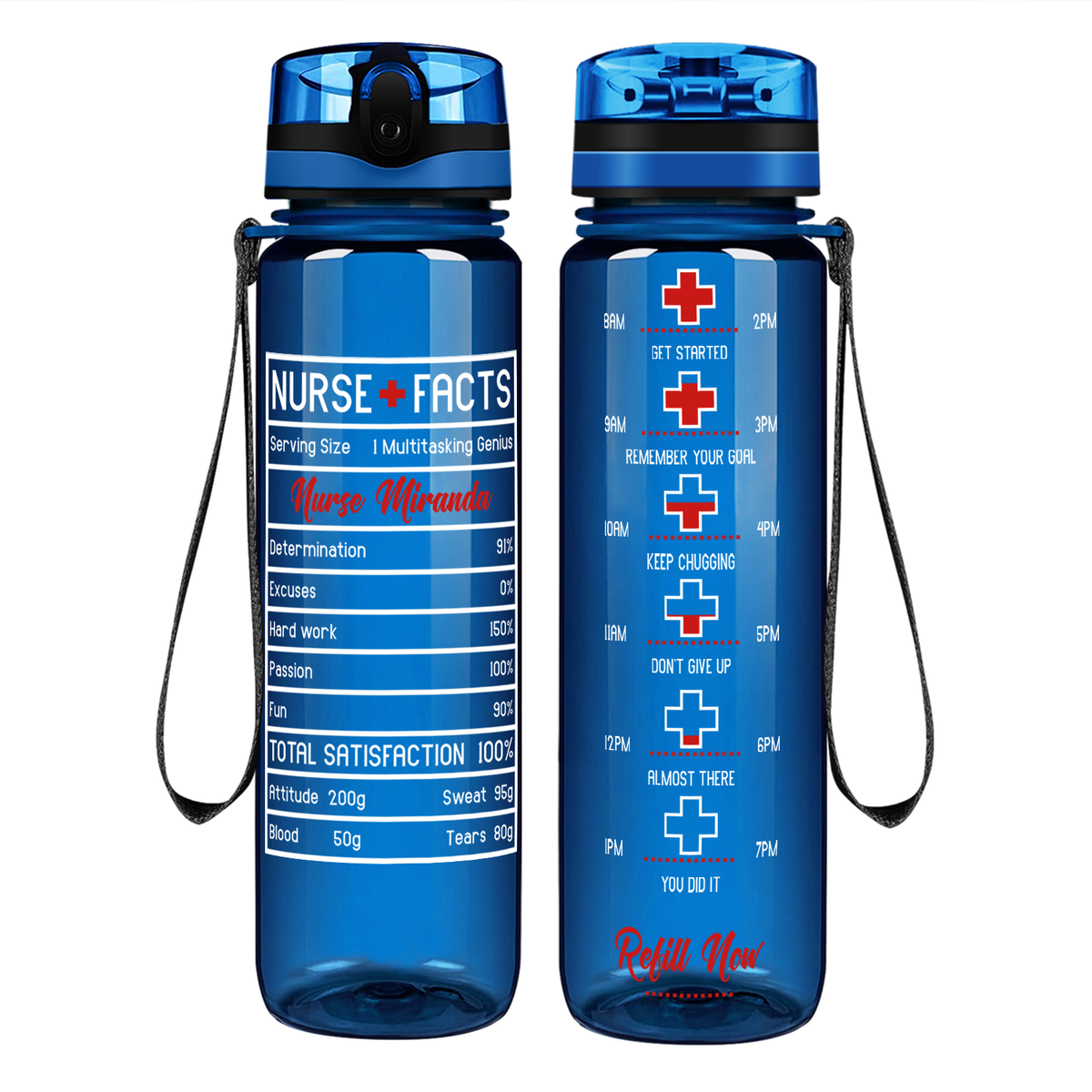 Personalized Nurse Facts on 32oz Motivational Tracking Water Bottle