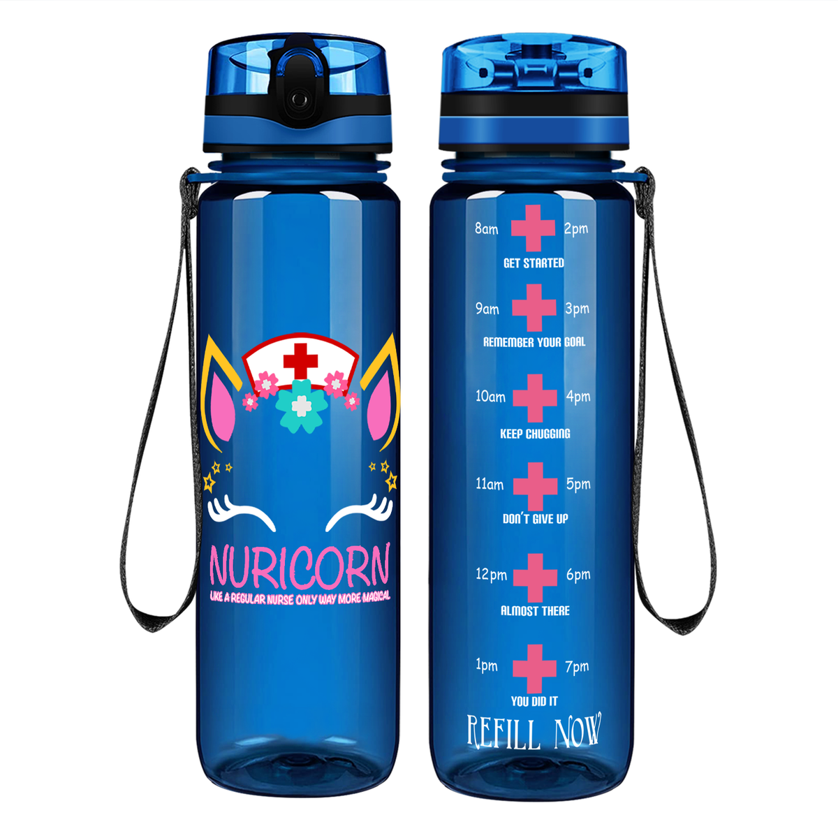 Nuricorn Face on 32oz Motivational Nurse Water Bottle