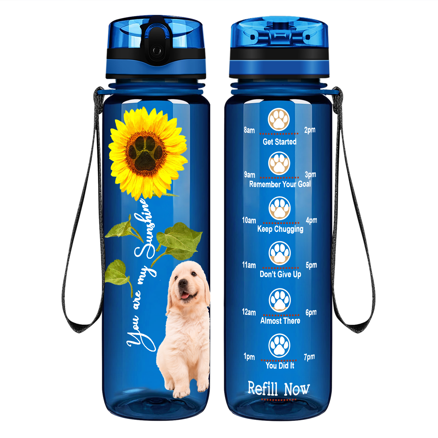 Golden Retriever You are my Sunshine on 32 oz Motivational Tracking Water Bottle