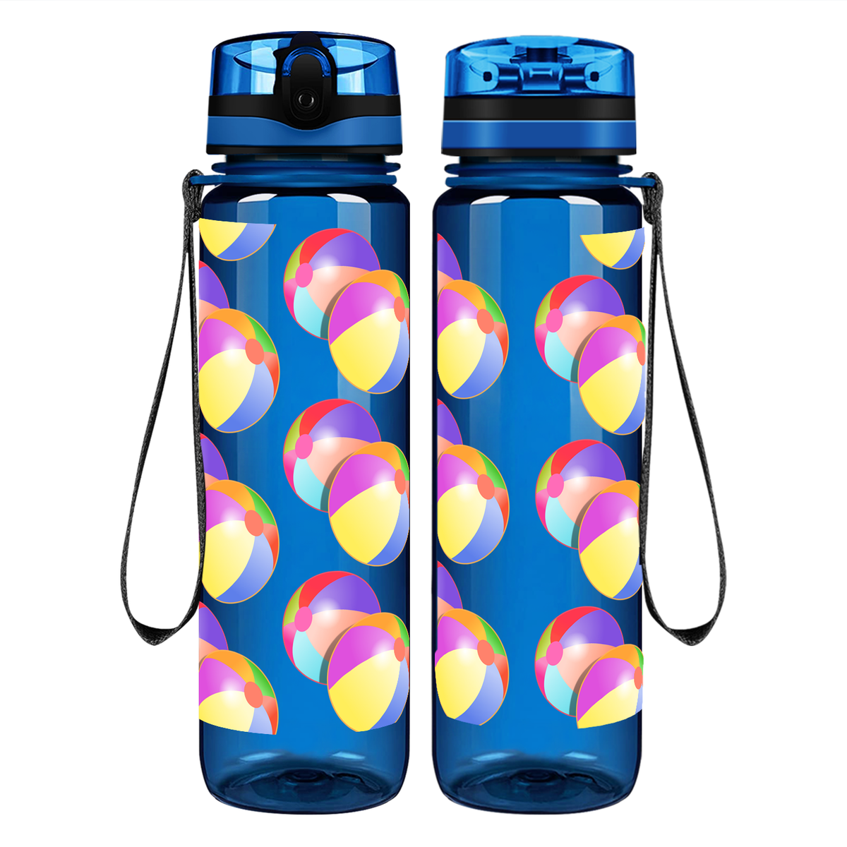 Beach Balls on 32 oz Motivational Tracking Water Bottle