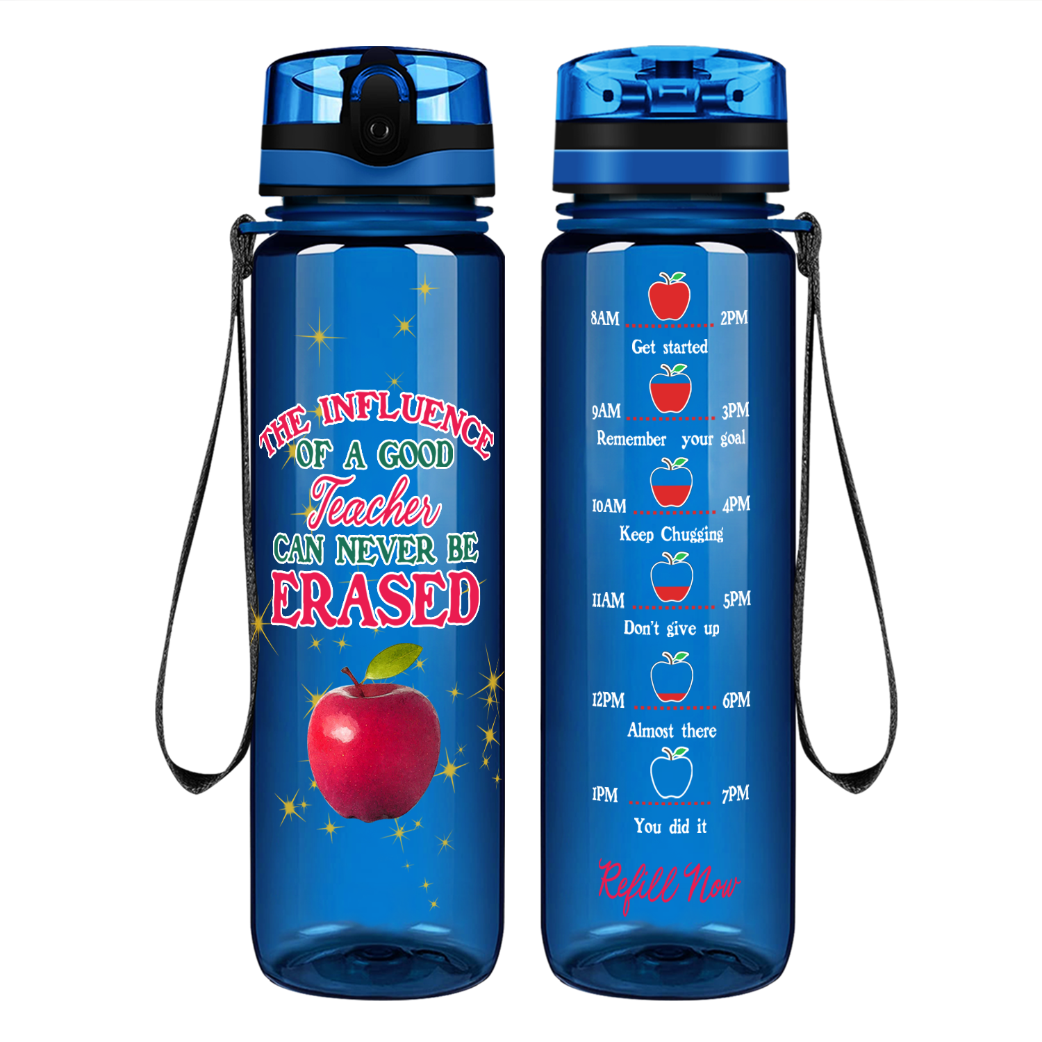 Teacher Can Never be Erased on 32 oz Motivational Tracking Water Bottle