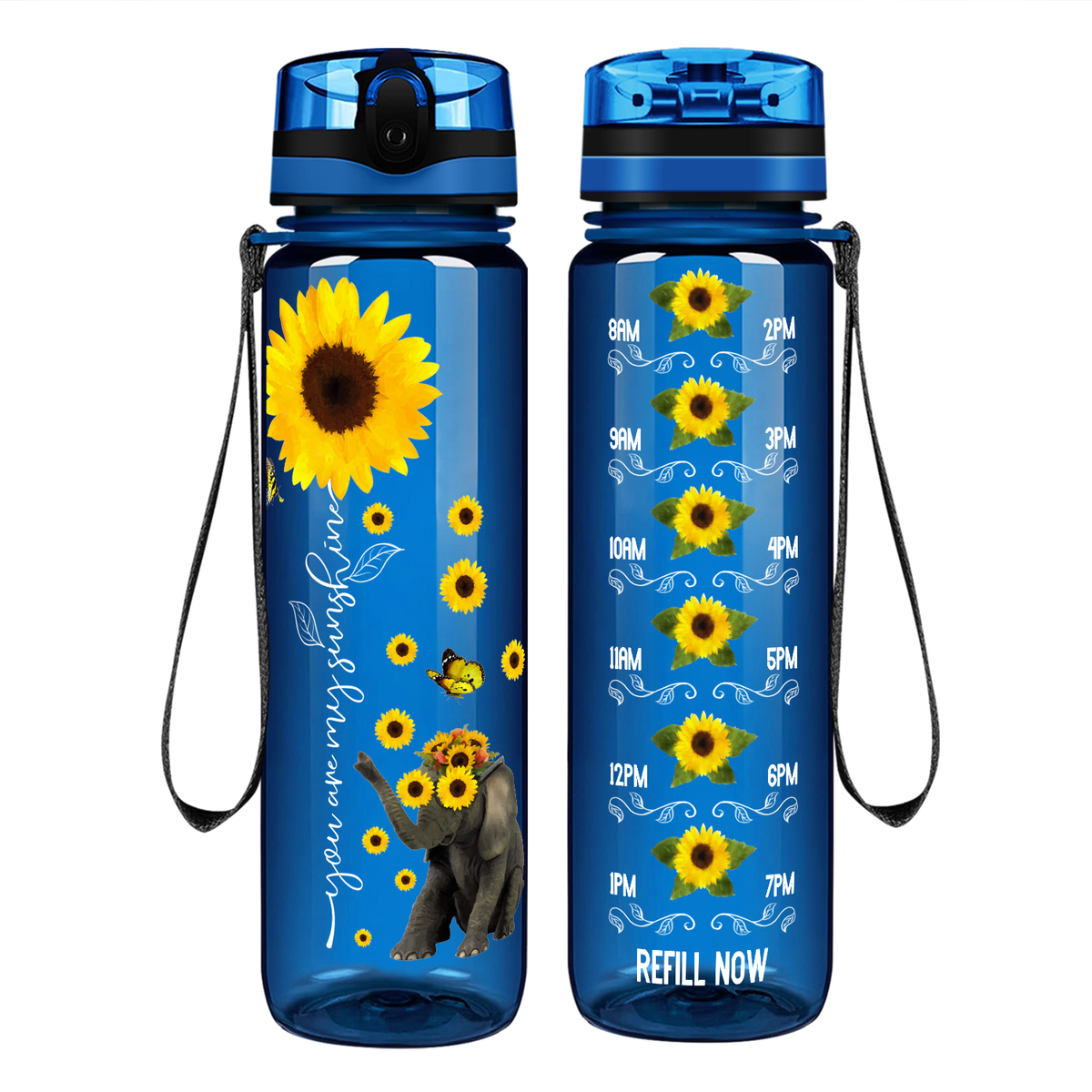 You are My Sunshine Sunflower on 32 oz Motivational Tracking Water Bottle