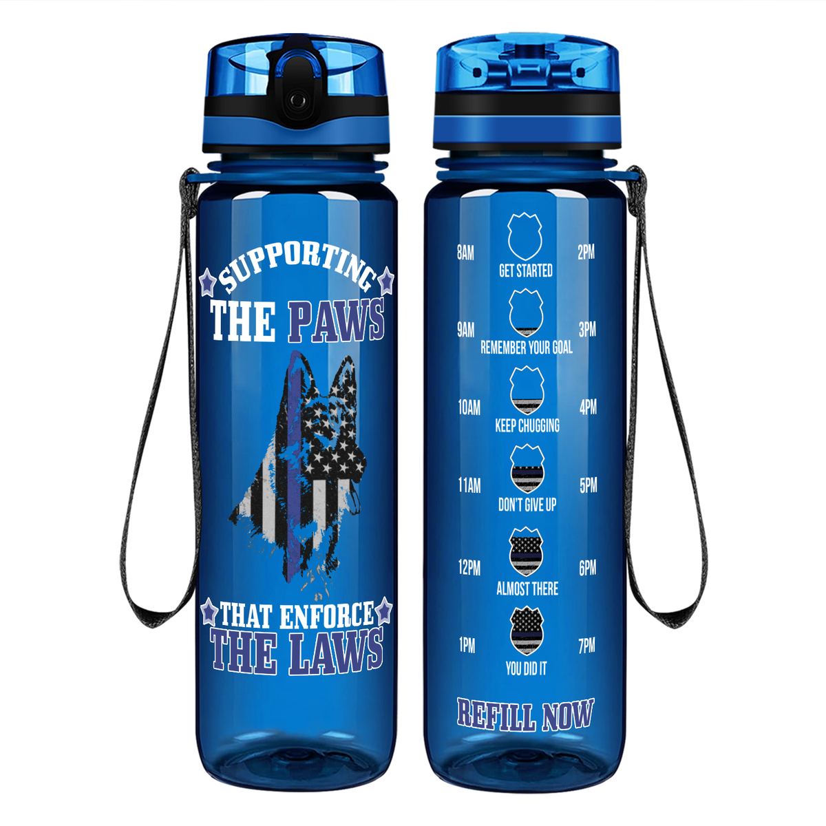 Supporting the Paws on 32 oz Motivational Tracking Water Bottle
