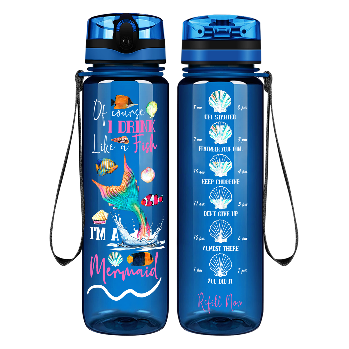 I'm A Mermaid on 32 oz Motivational Tracking Water Bottle