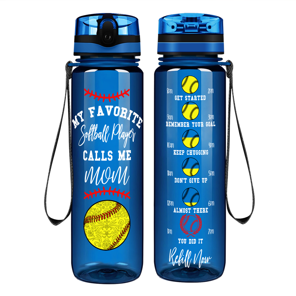 My Favorite Softball Player Calls Me Mom Motivational Tracking Water Bottle