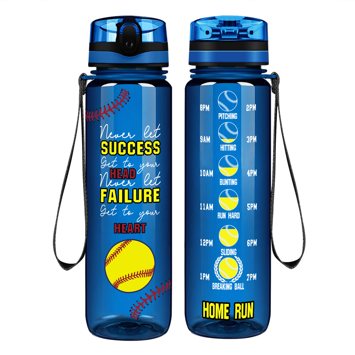 Never Let Success Get to Your Head on 32 oz Motivational Tracking Water Bottle