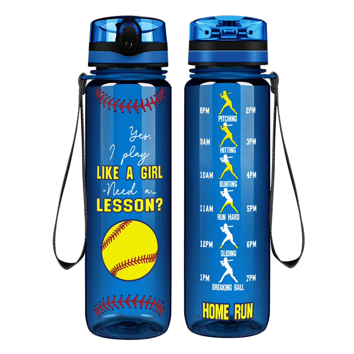 Yes, I Play Like a Girl on 32 oz Motivational Tracking Water Bottle