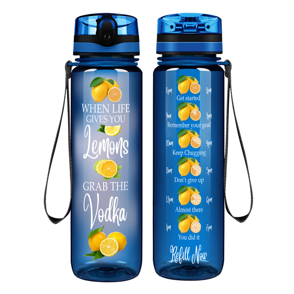 When Life Gives You Lemons on 32 oz Motivational Tracking Water Bottle