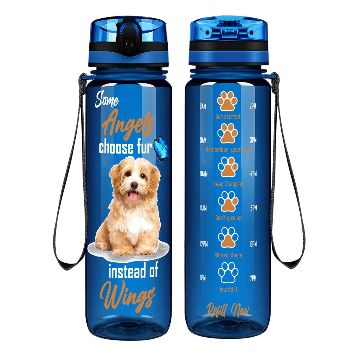 Some Angels Choose Fur Instead of Wings Golden Retriever on 32 oz Motivational Tracking Water Bottle