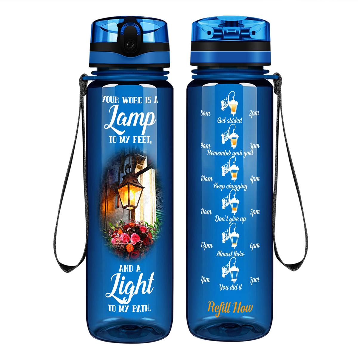 Your Word Is A Lamp To My Feet on 32 oz Motivational Tracking Water Bottle