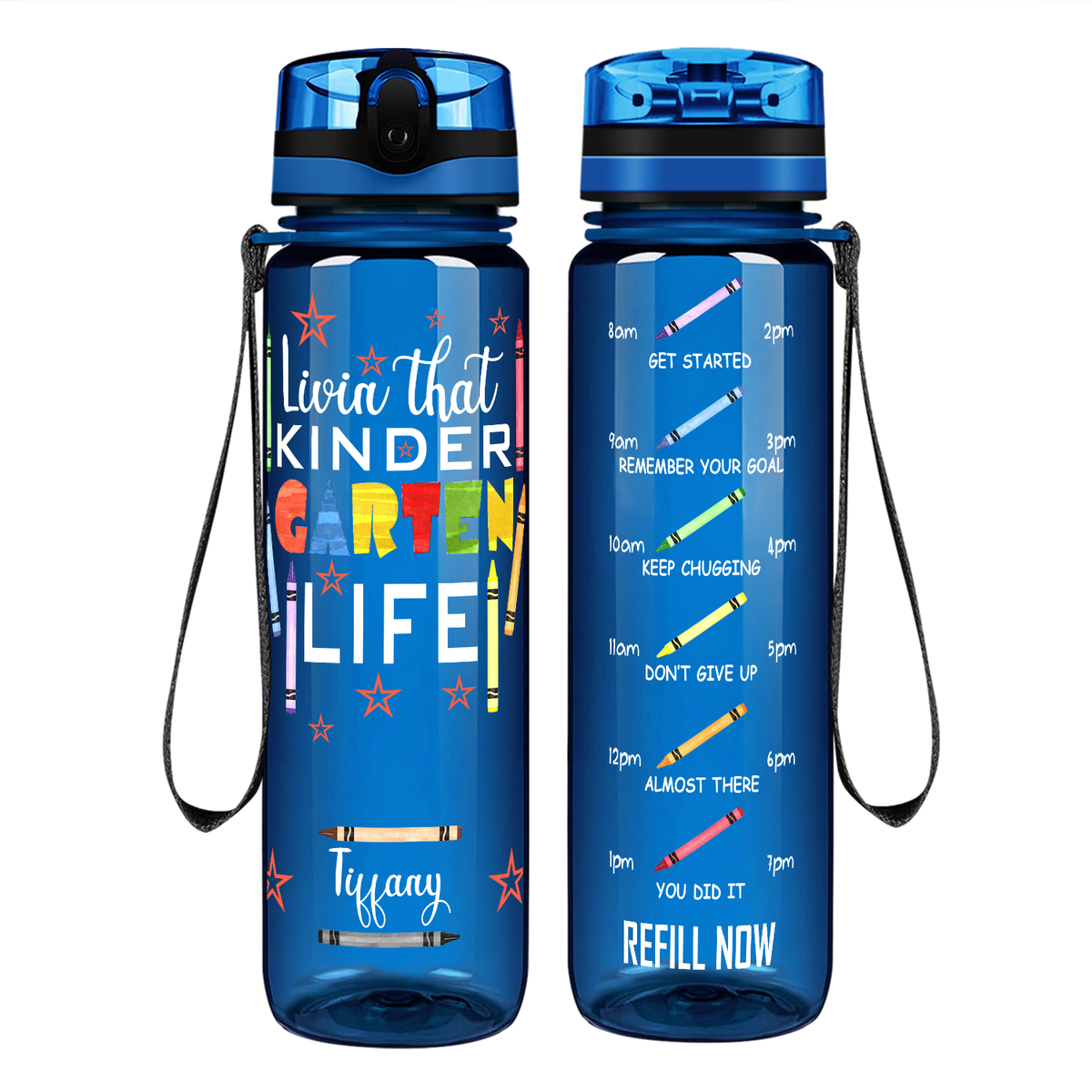 Personalized Livin' That Kindergarten Life on 32 oz Motivational Tracking Water Bottle