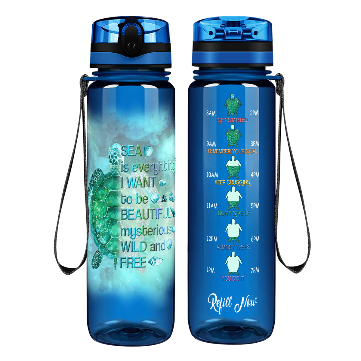 Sea Is Everything I Want on 32 oz Motivational Tracking Water Bottle