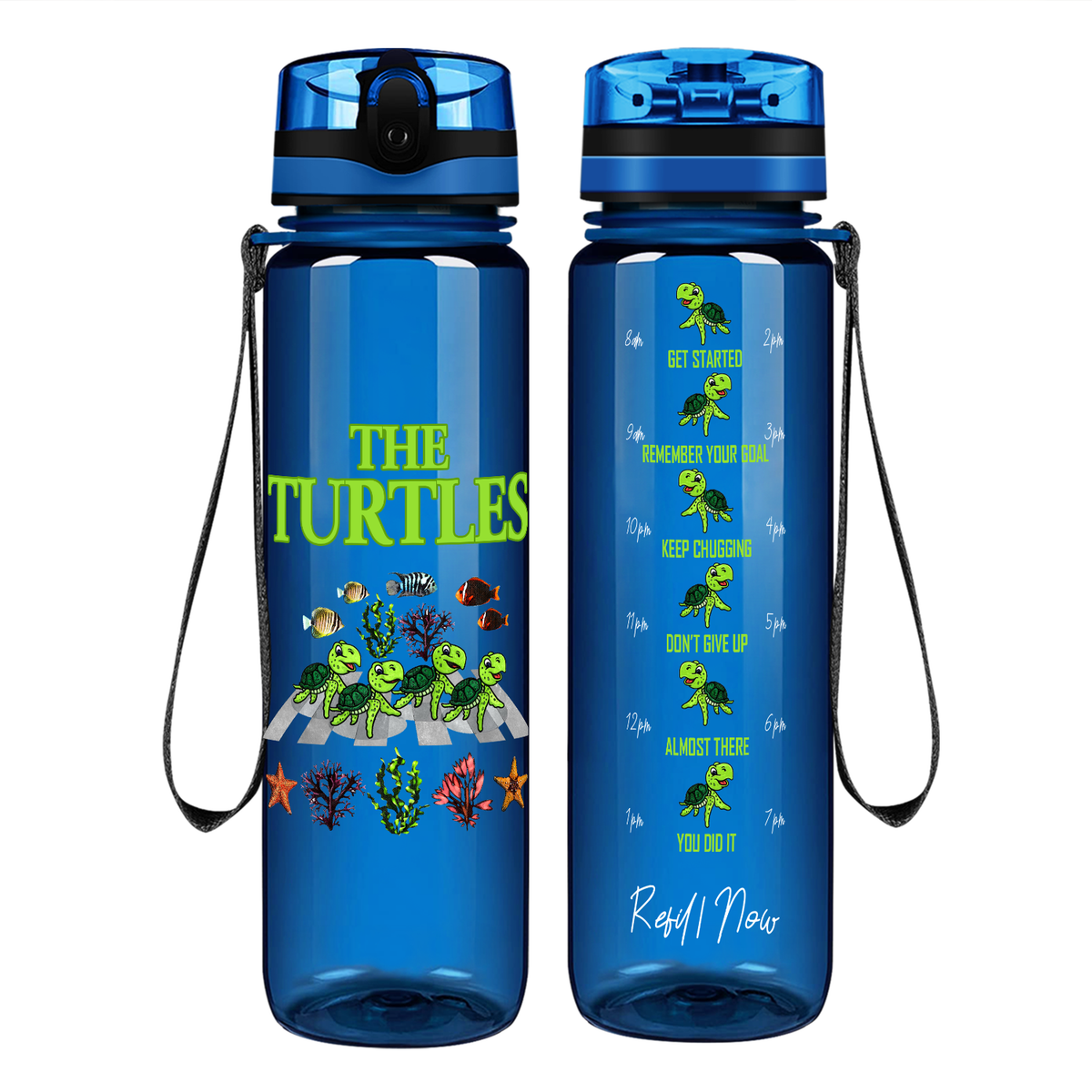 The Turtles on 32 oz Motivational Tracking Water Bottle