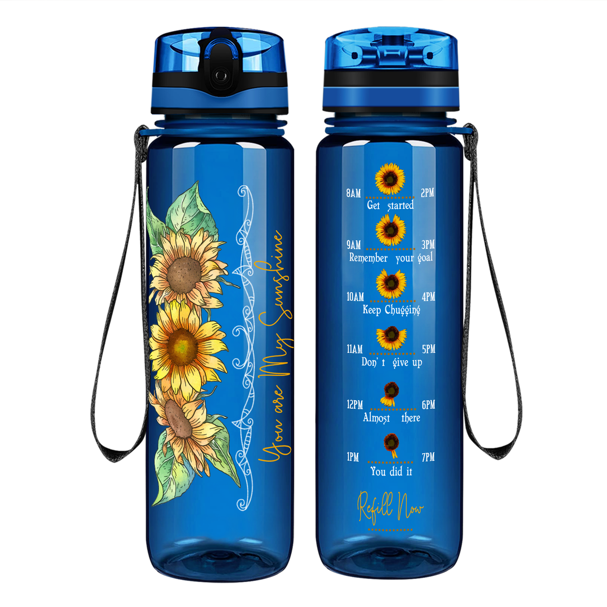 You Are My Sunshine Sunflowers Classic on 32 oz Motivational Tracking Water Bottle