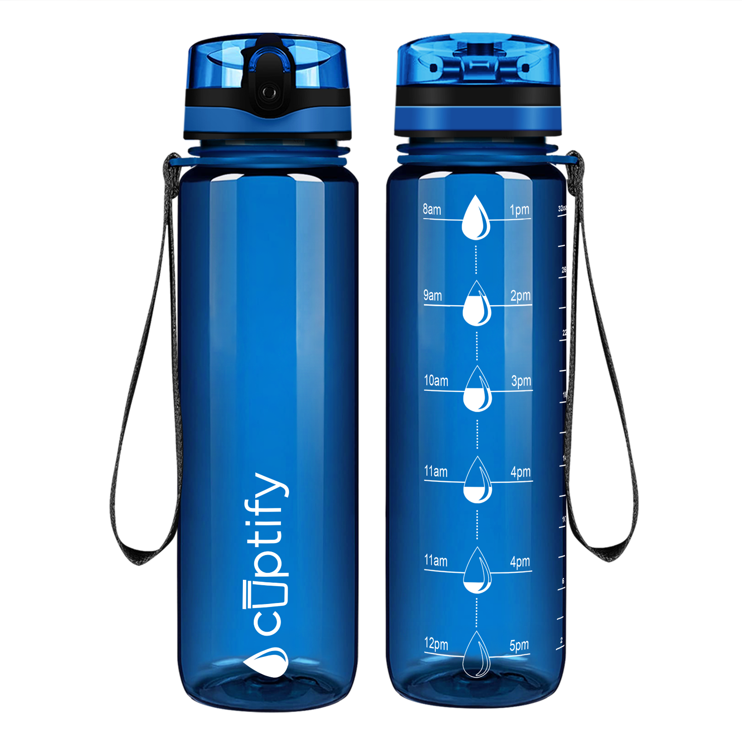 Cuptify Blue Gloss Hydration Tracker Water Bottle