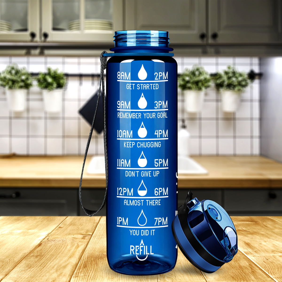 Cuptify Blue Gloss 32 oz Motivational Water Bottle
