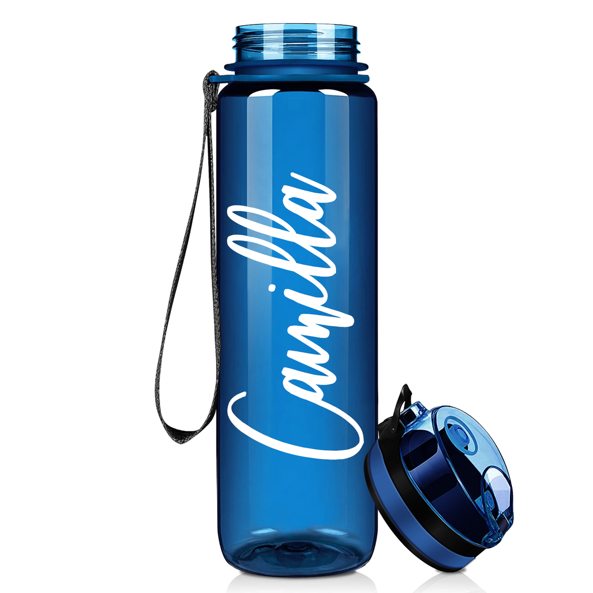 Blue 32 oz Personalized Motivational Tracking Water Bottle