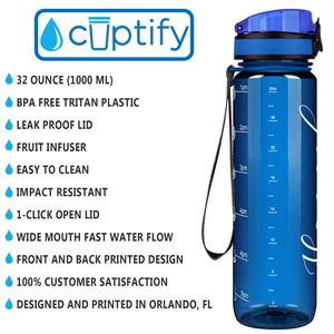 Cuptify Personalized Blue Gloss 32 oz Water Bottle