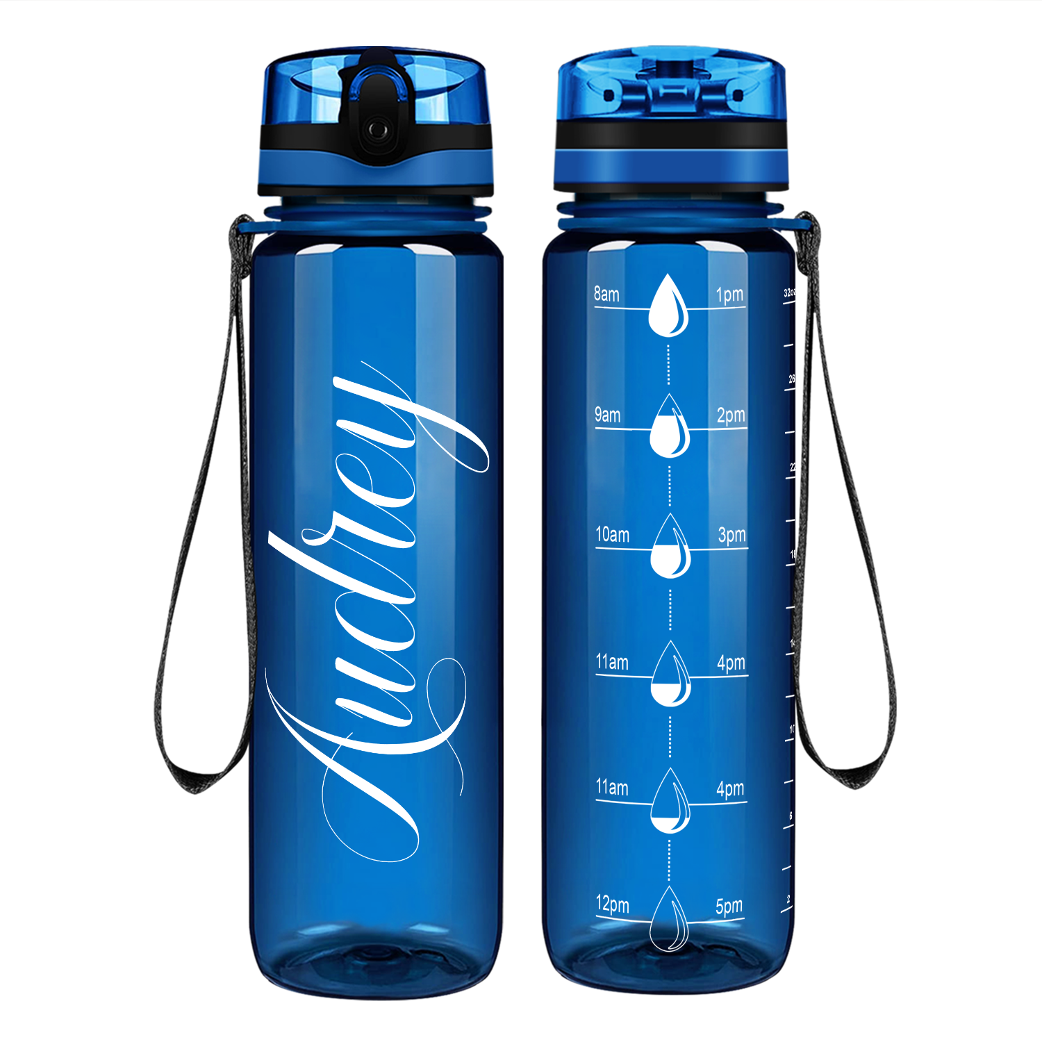 personalized blue water bottle