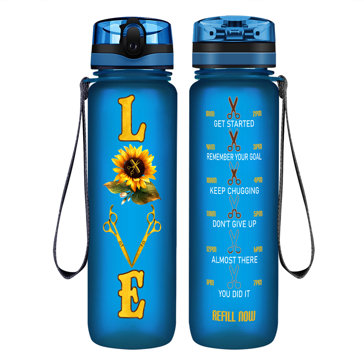 Sunflower Hairstylist Love on 32 oz Motivational Tracking Water Bottle