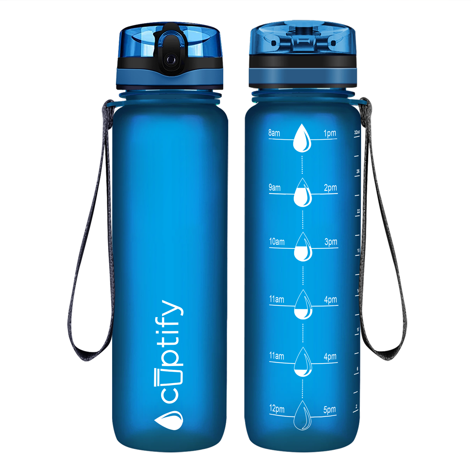 Cuptify Blue Frosted Hydration Tracker Water Bottle