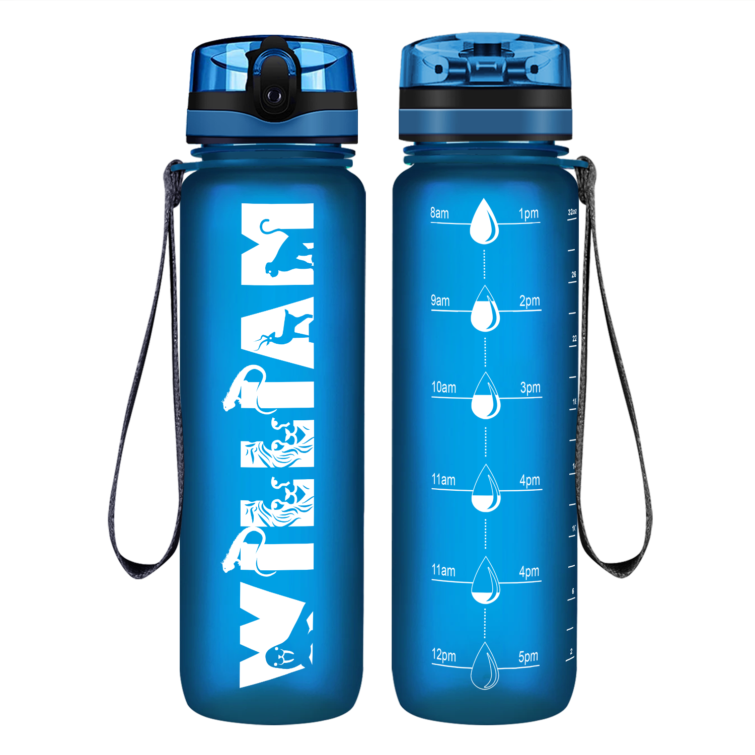 Cuptify Kids Personalized on Blue Frosted Motivational Tracking Water Bottle