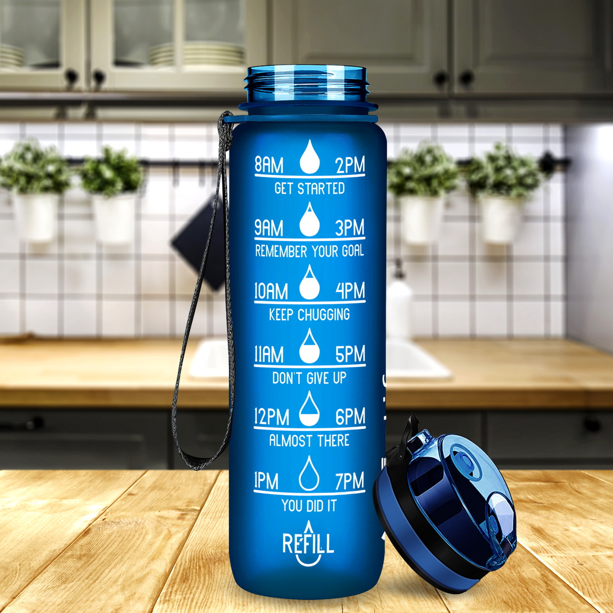 Cuptify Blue Frosted 32 oz Motivational Water Bottle