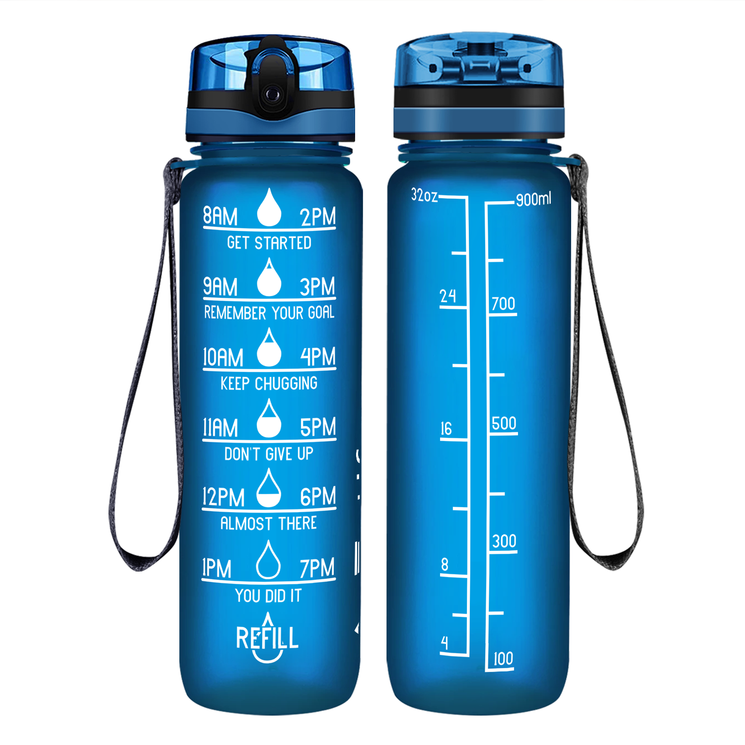 Cuptify Blue Frosted Motivational Water Bottle