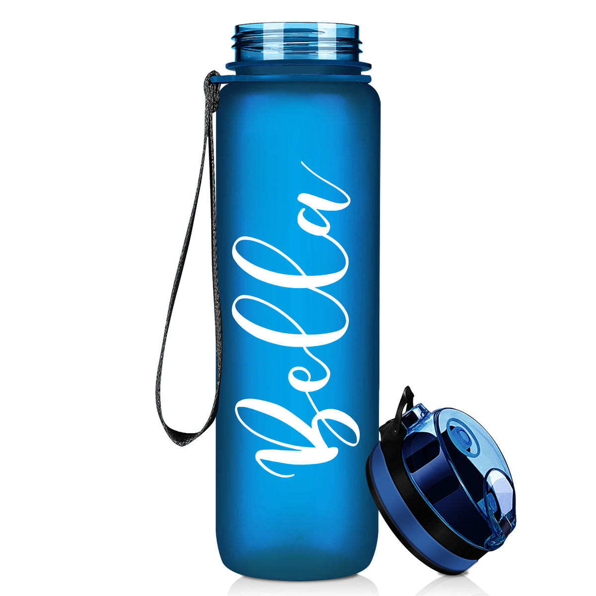 Blue Frosted 32 oz Personalized Motivational Tracking Water Bottle