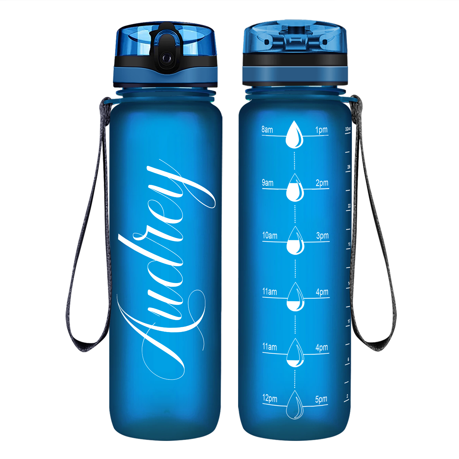 Cuptify Personalized on Blue Frosted Motivational Tracking Water Bottle
