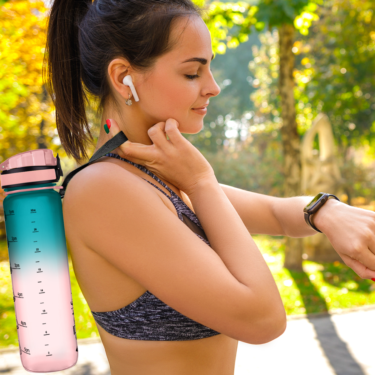 Cotton Candy Frosted 32 oz Hydration Tracker Water Bottle