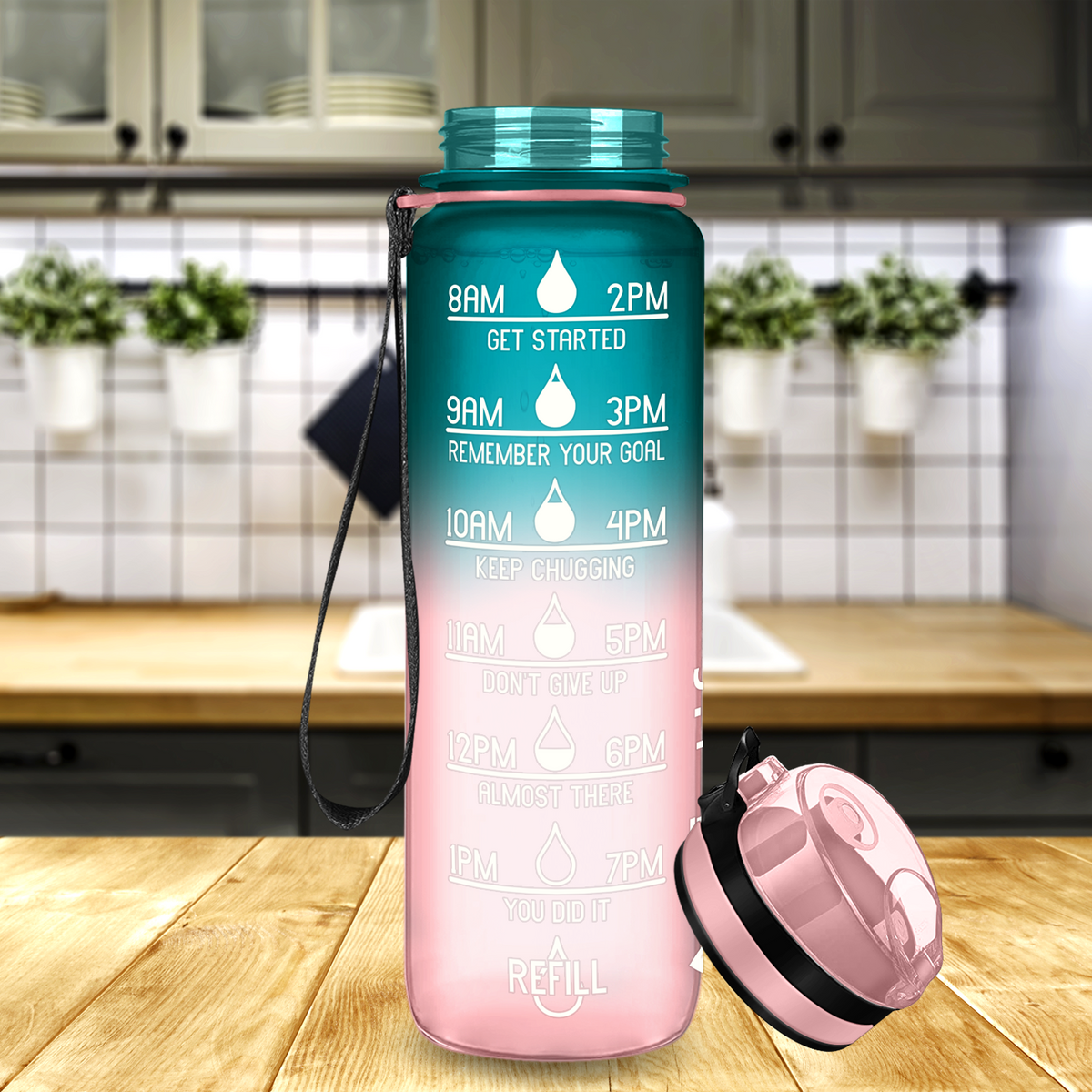 Cuptify Cotton Candy Frosted 32 oz Motivational Water Bottle