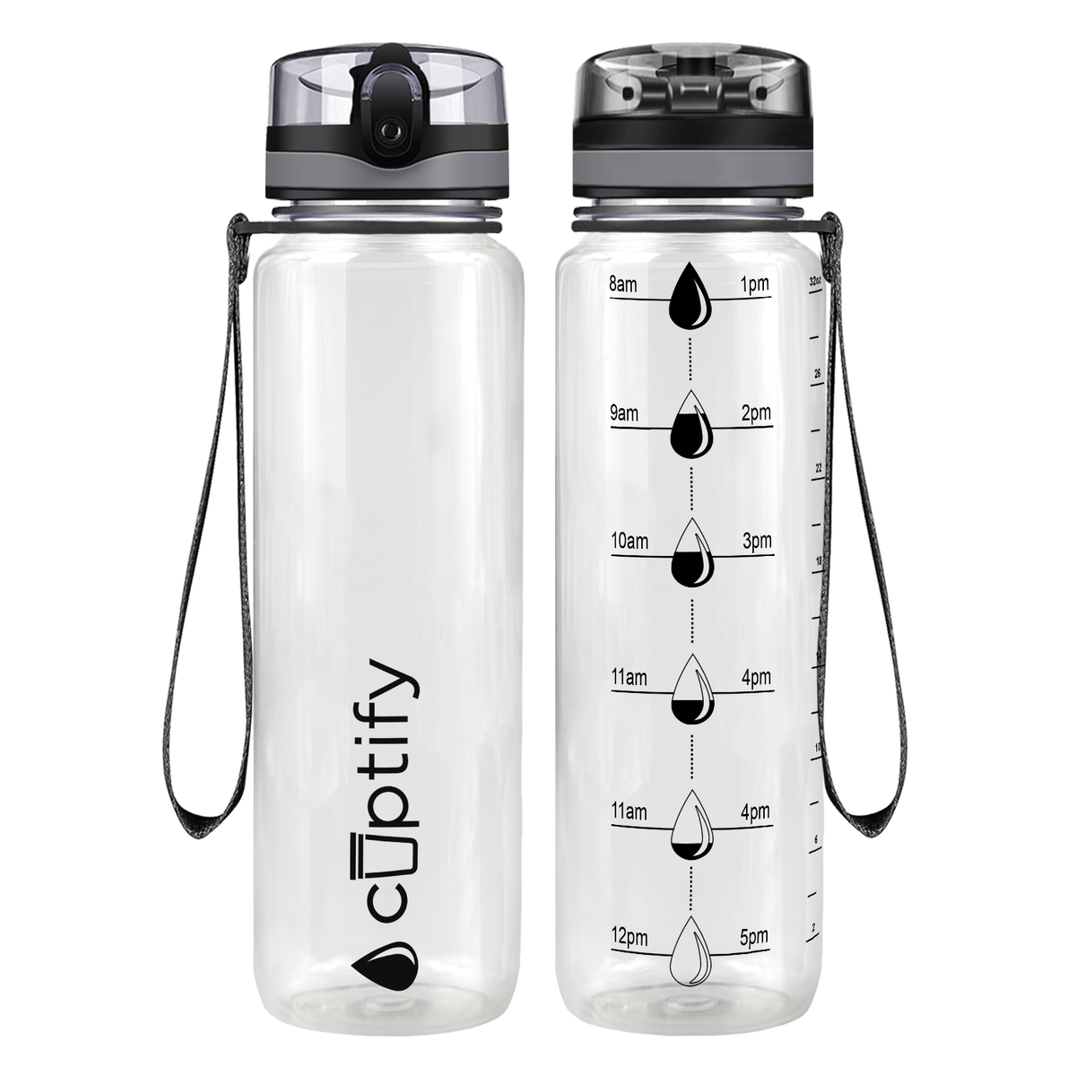 Cuptify Clear Gloss Hydration Tracker Water Bottle