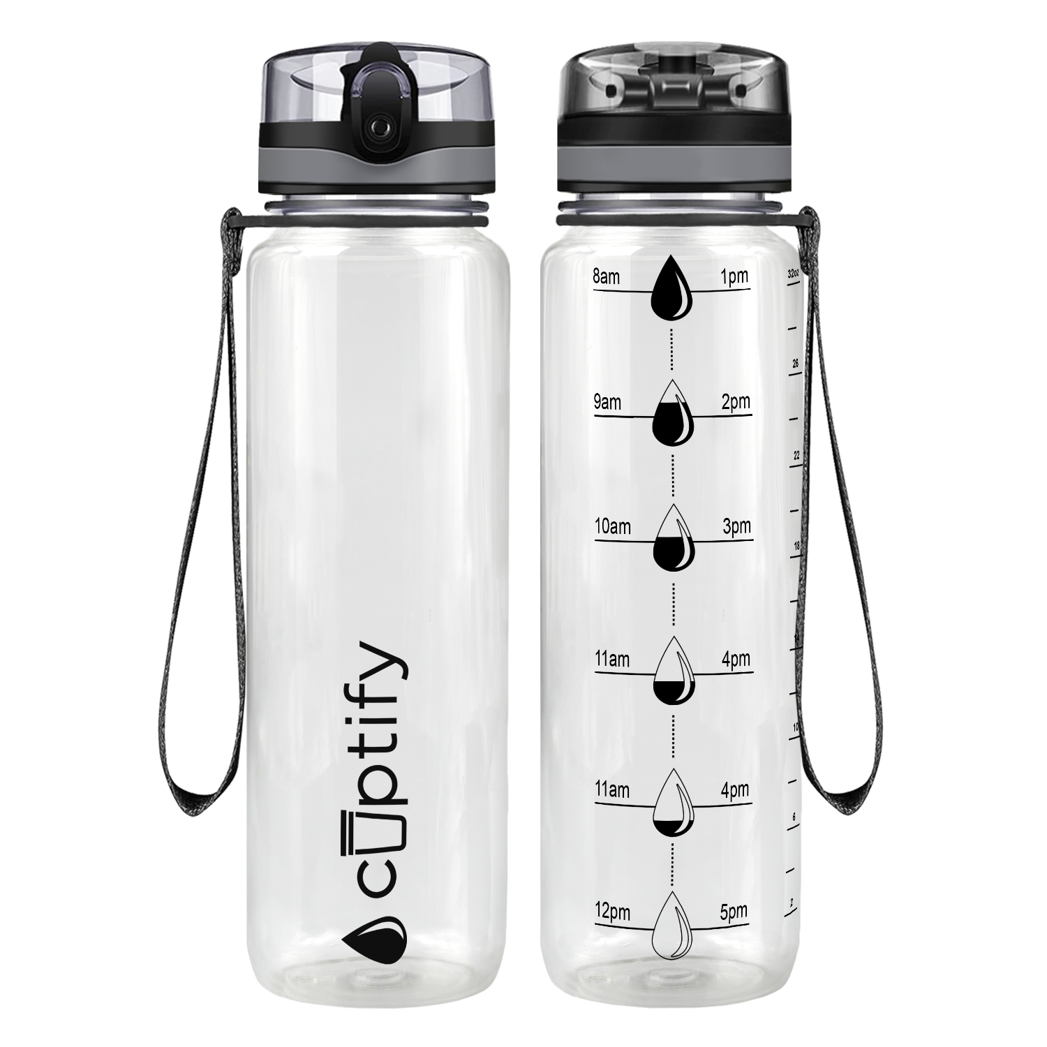Cuptify Clear Gloss Hydration Tracker Water Bottle
