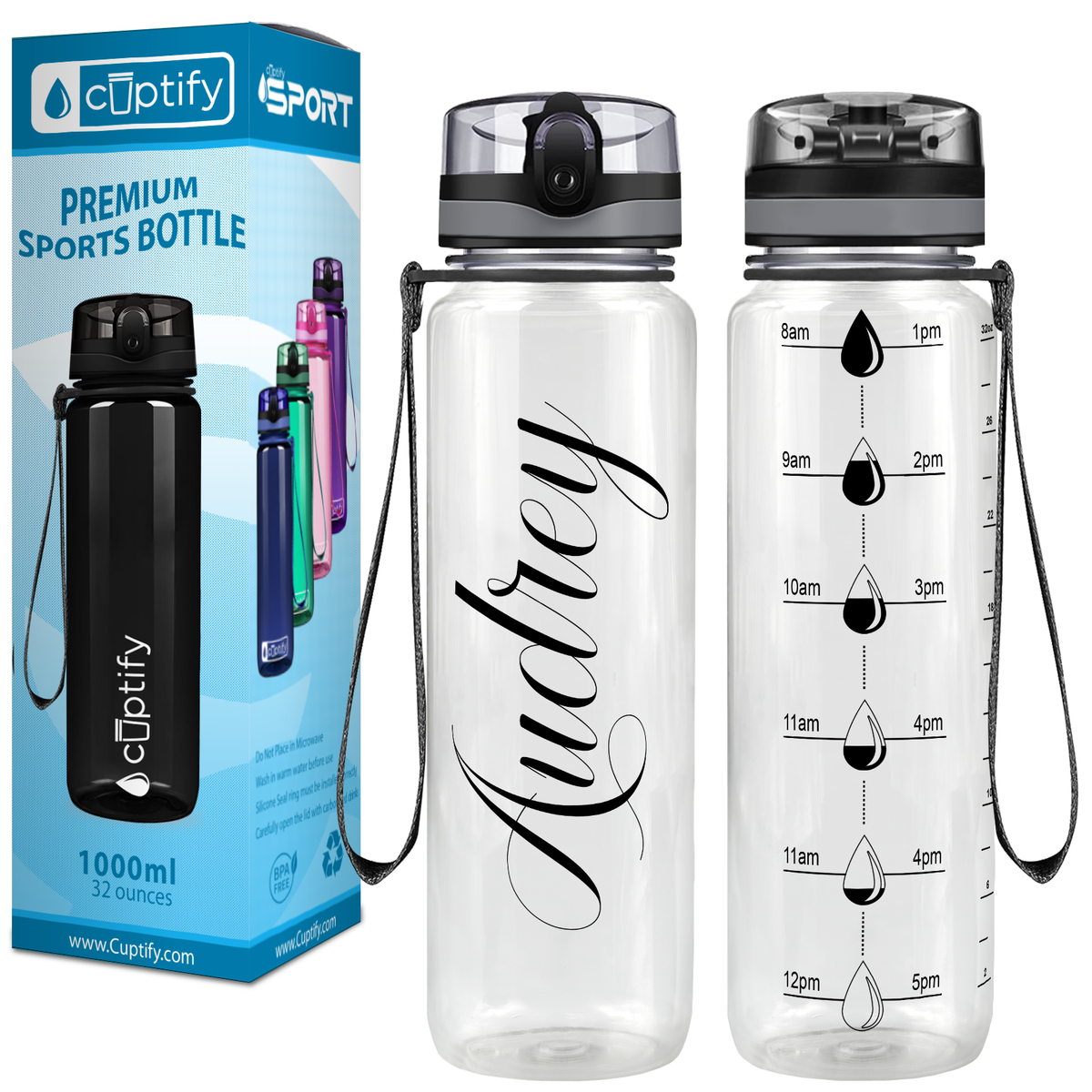 Cuptify Personalized Clear Gloss 32 oz Water Bottle