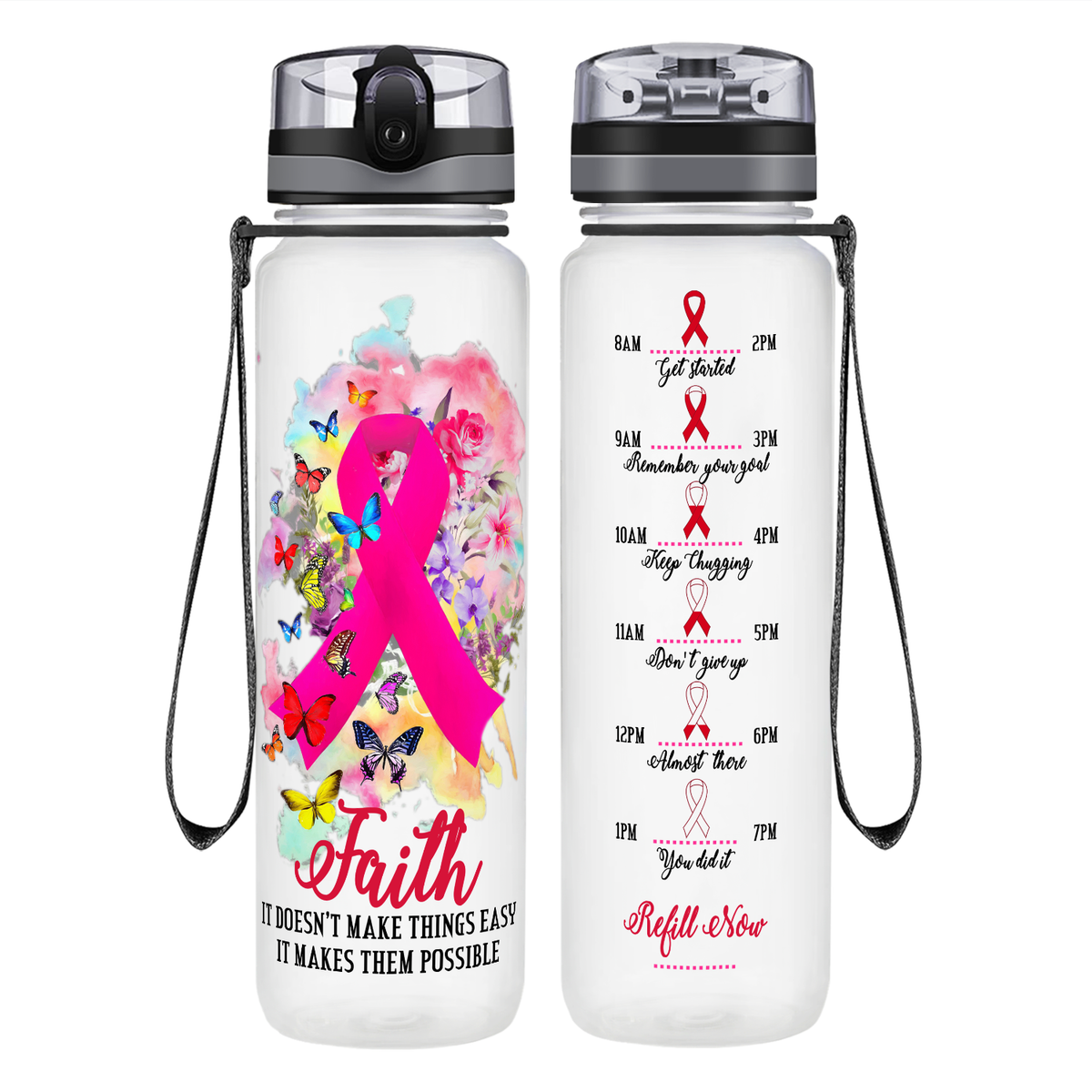 Faith It Doesn’t Make Things Easy on 32 oz Motivational Tracking Water Bottle