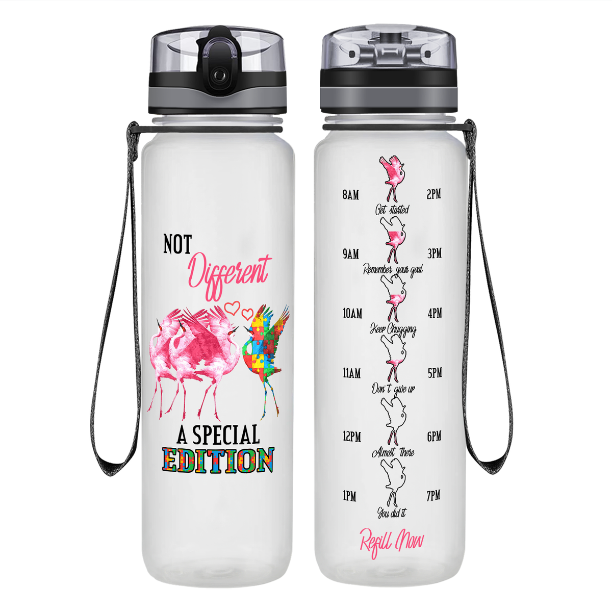Not Different A Special Edition Autism on 32 oz Motivational Tracking Water Bottle