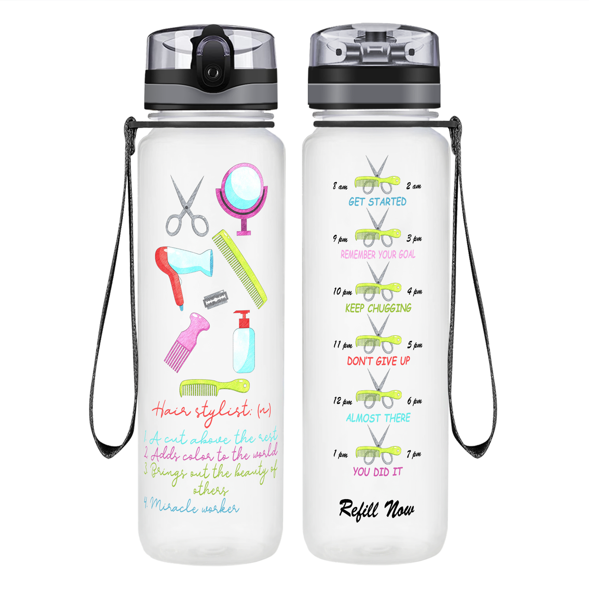 Hairstylist Miracle Worker on 32 oz Motivational Tracking Water Bottle
