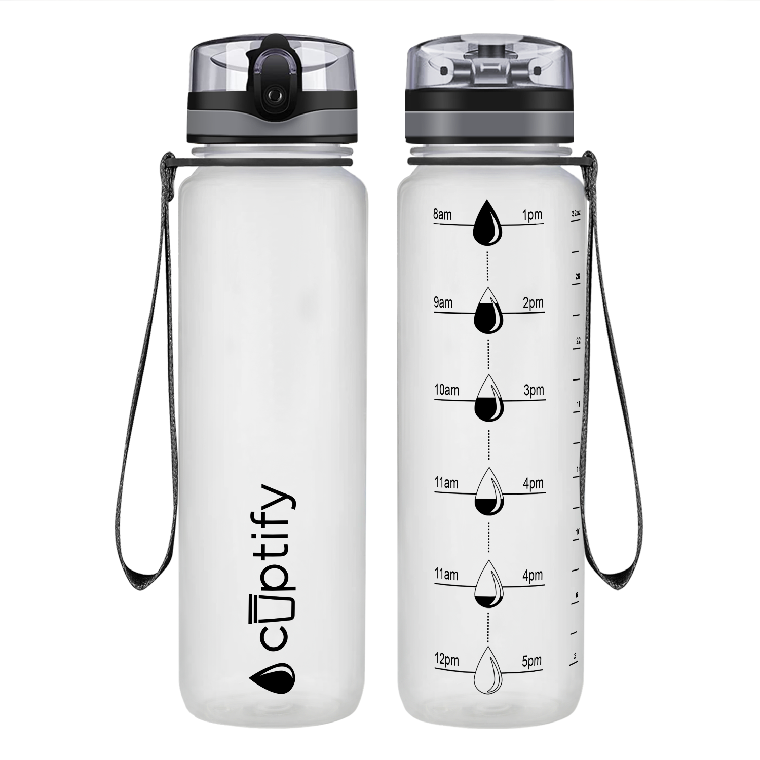 Cuptify Clear Frosted Hydration Tracker Water Bottle