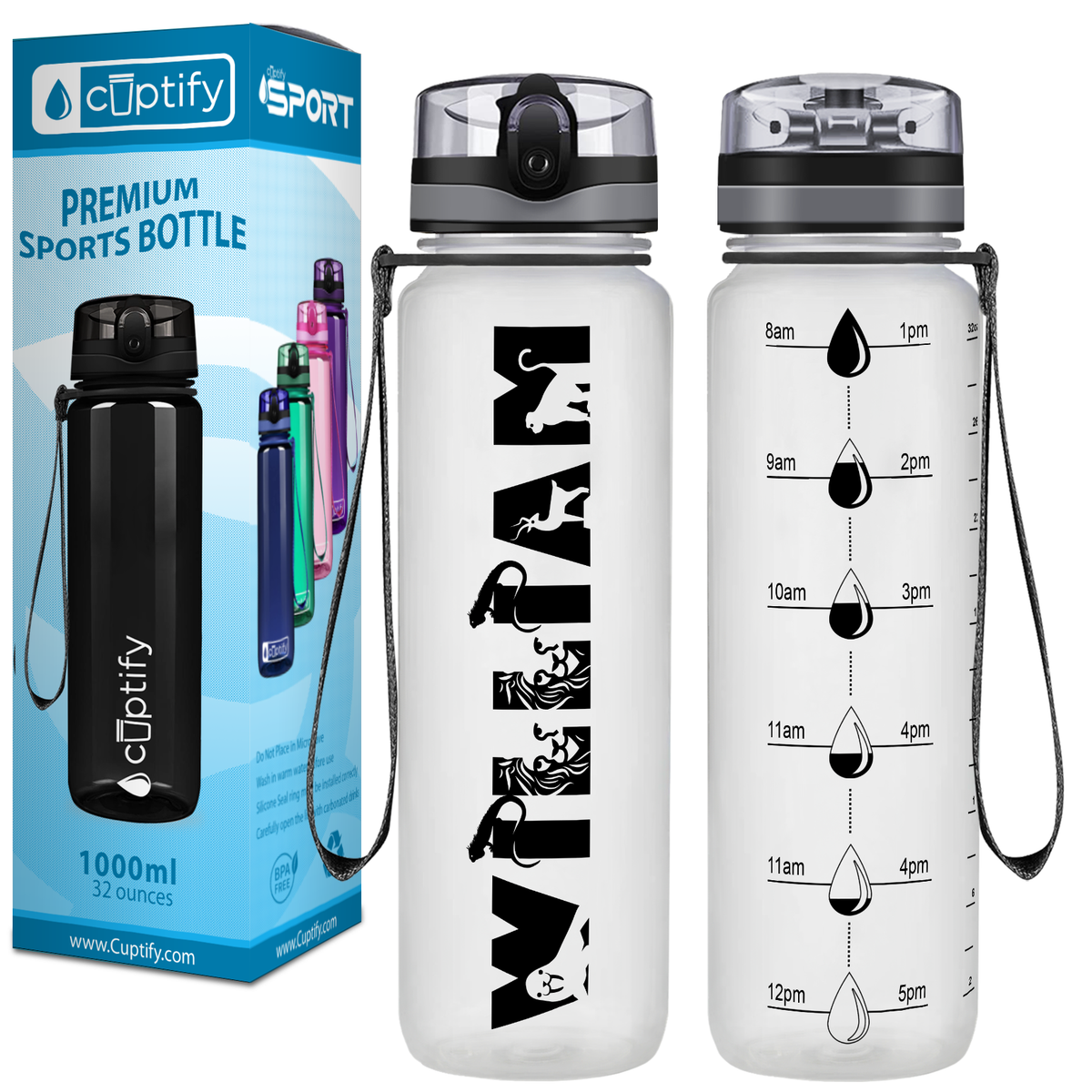 Kids Personalized on Clear Frosted 32 oz Motivational Tracking Water Bottle