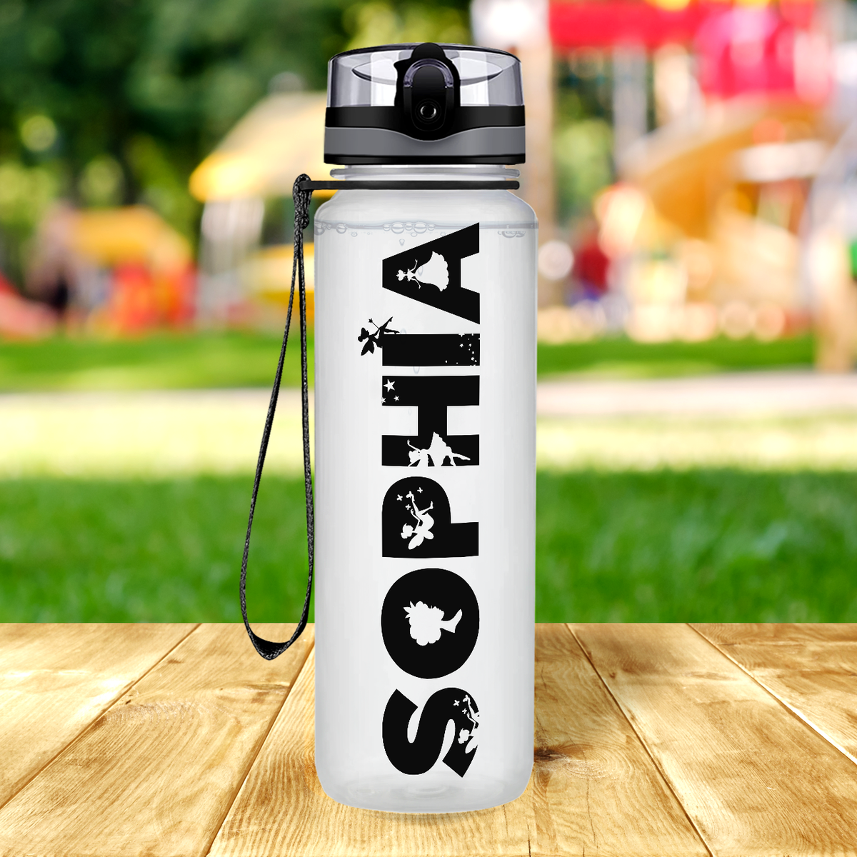 Kids Personalized on Clear Frosted 32 oz Motivational Tracking Water Bottle