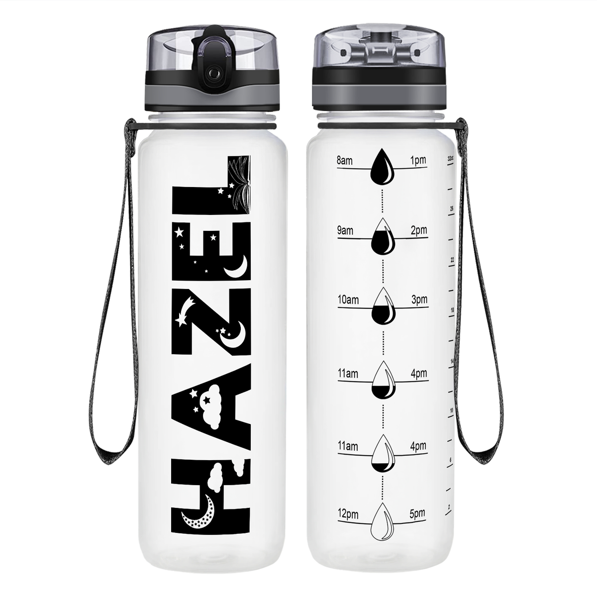 Personalized Girls on 32 oz Motivational Tracking Water Bottle