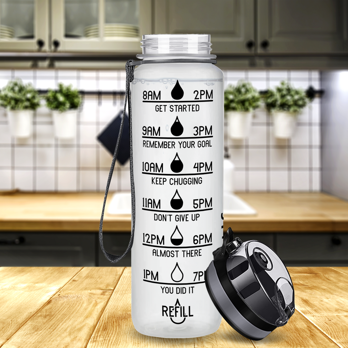 Cuptify Clear Frosted 32 oz Motivational Water Bottle