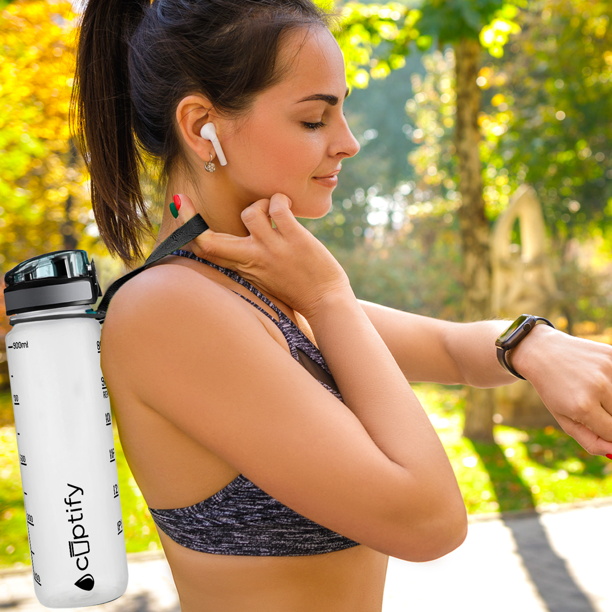 Cuptify Clear Frosted 32 oz Motivational Water Bottle